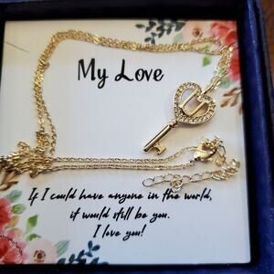 MY love crystal‎ initial key necklace